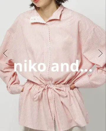 택 포함 새상품 니코앤드 드로스트 스트라이프 레이스 셔츠