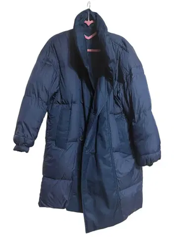 네이비 롱 리버서블 다운 패딩 자켓