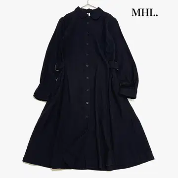 MHL. 셔츠 원피스 코튼 울 A라인 플레어 피터팬 칼라