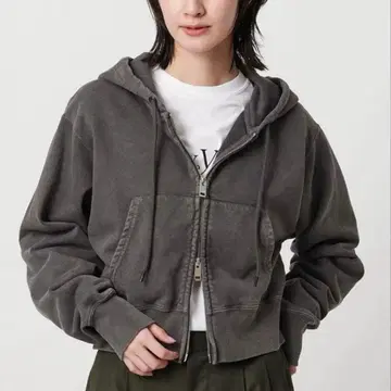 BEAUTY & YOUTH 코튼 숏 프론트 지퍼 후드티