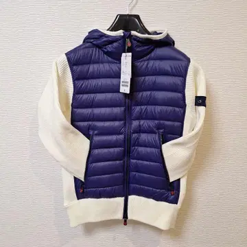 G-STAGE 후드 부착 다운 자켓 네이비와 화이트 다운 90%