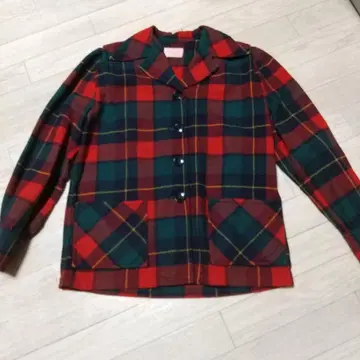 60~70s 펜들턴 체크 무늬 울 긴팔 셔츠