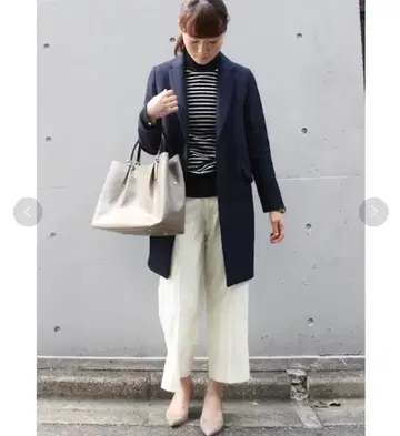 새상품급 NOBLE 해밀턴 울 사용 체스터 코트 정가 47300엔