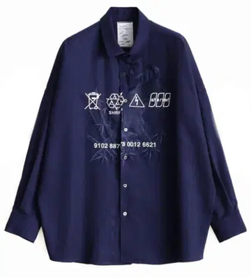 SHAREEF '호랑이'emb. L/S SHIRTS 사이즈 2 네이비