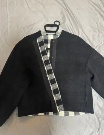 드로어 울 더블 페이스 리버서블 노카라 자켓