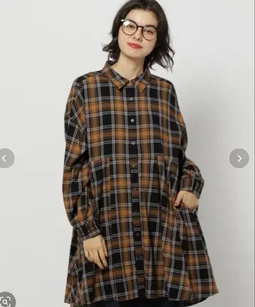 niko and - 체크 무늬 셔츠 튜닉