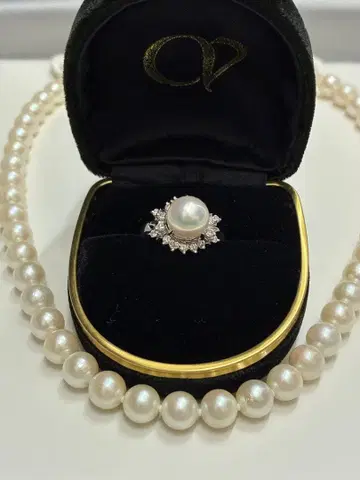 [ 유품 정리 ] 천연 펄 반지, 목걸이 세트
