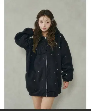 Darich DD 로고 비쥬 지퍼 후드티