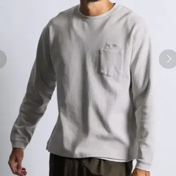 정가 11000엔 퍼 분또 소재 피그먼트 가공 롱 T셔츠 L 그레이