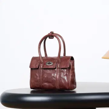브라운 천연 가죽 핸드백