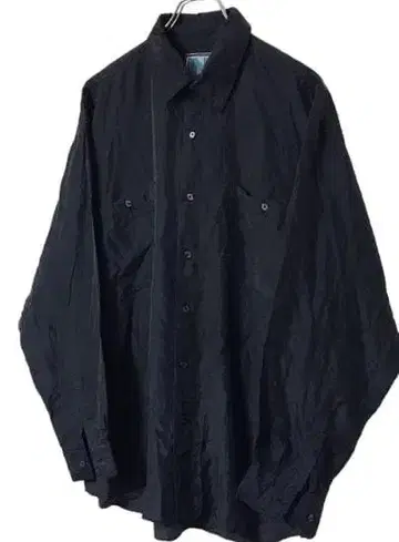 블랙 실크 긴팔 셔츠 L 사이즈