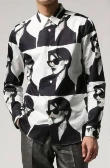 폴스미스 화이트 블랙 남성용 개성 패턴 셔츠 여성용 모노톤 M