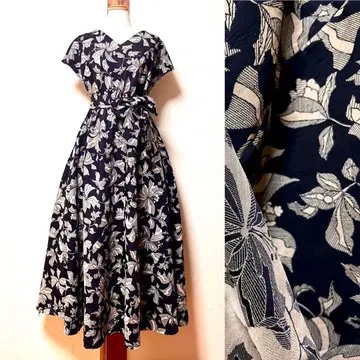 순수 실크 자카드 직조 프렌치 슬리브 원피스 기모노 리메이크