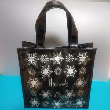 Harrods 눈꽃 패턴 (블랙 x 실버) 토트백