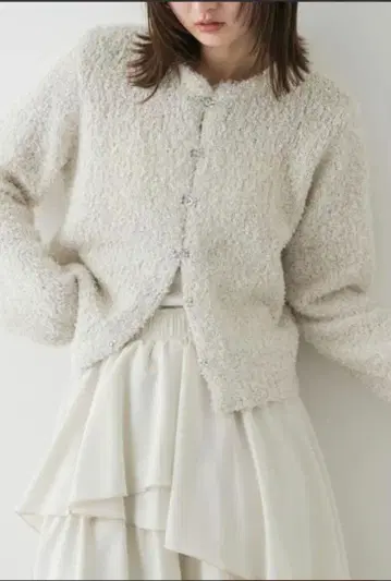 어반 리서치 라메 리본 크루넥 가디건