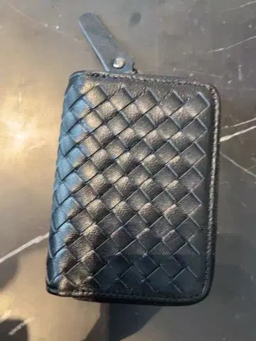 블랙 가죽 명함지갑 뜨개질 디자인 새상품급