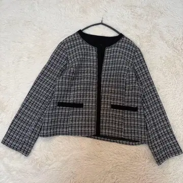 새상품급 레어 사이즈 23호 add rauge 트위드 노카라 자켓