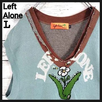 [ 인기 ] 레프트 얼론 플라워 비 로고 자수 데미지 니트 컷오프 큰 L