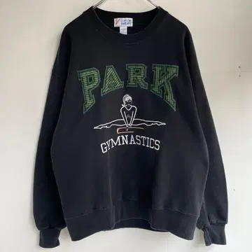 80s 90s USA 저지 디자인 맨투맨 자수 구제 의류 블랙