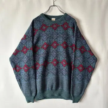 아크릴 모헤어 혼방 올 패턴 디자인 니트 빈티지 구제 의류 아트 유로