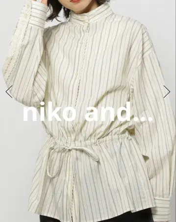 택 포함 새상품 니코앤드 드로스트 스트라이프 레이스 셔츠 아이보리