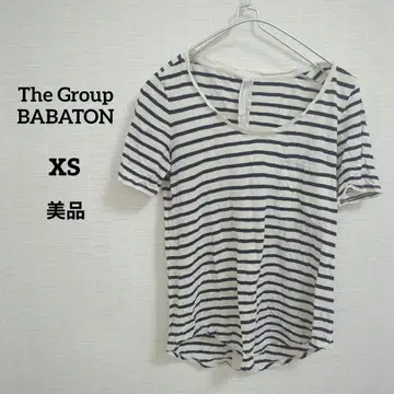 해외 구제 의류 The Group BABATON 보더 V넥 T셔츠 XS