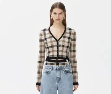 rokh x H&M 체크 무늬 크롭 가디건 L