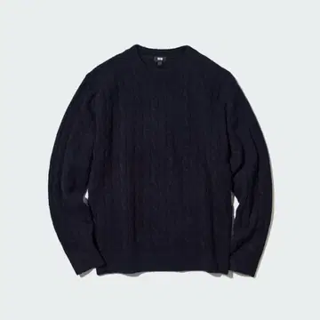 새상품 유니클로 수플레얀 케이블 크루넥 스웨터 네이비 M