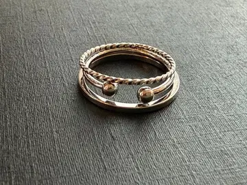 H.P.FRANCE 실버 컬러 트위스트 디자인 3연 반지 7.5호