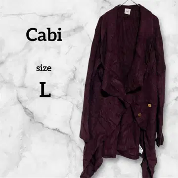 cabi 버건디 가디건 L 골드 버튼 와인 레드 리브