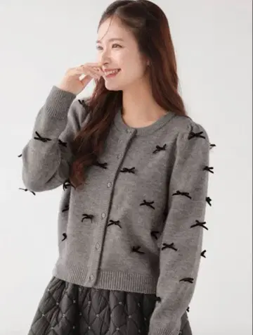 Fit more 리본 디자인 가디건 여성용