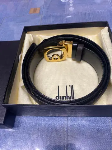 새상품 dunhill 블랙 가죽 벨트 골드 버클