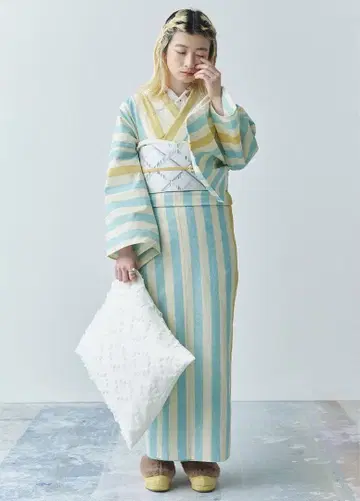 목화 기모노 키모노 바이 나데시코 스카이블루 톨 사이즈