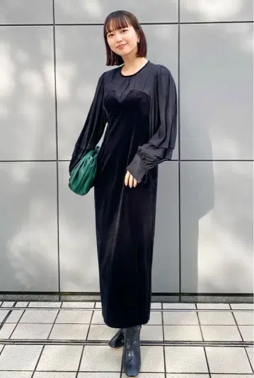 블라우스 레이어드 스모크 벨로아 원피스