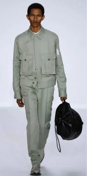 폴스미스 실크 민트 그린 셔츠 블루종 아우터 안감 빨간색