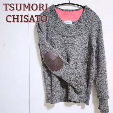 츠모리치사토 소가죽 팔꿈치 패치 니트 스웨터