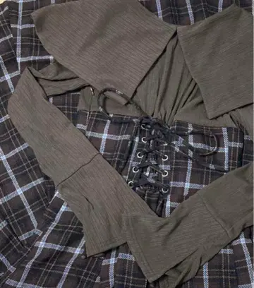 다즐린 빅 칼라 체크 코르셋 원피스