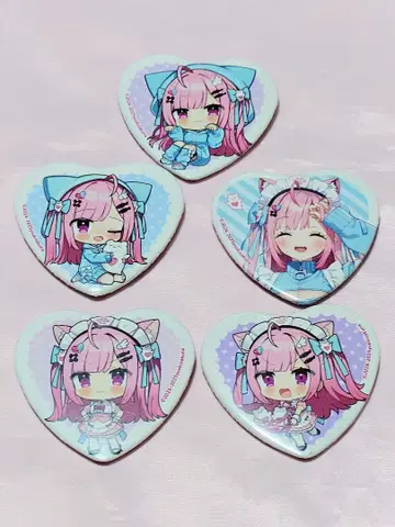 유키 사쿠나 오모테냐시룸 하트형 캔 배지 5종 세트