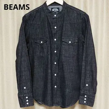 새상품급 BEAMS 데님 던가리 웨스턴 셔츠 밴드 카라 블랙 S