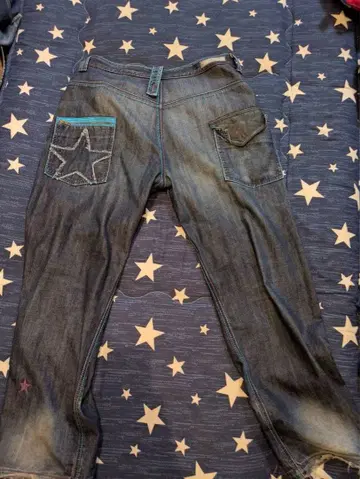 별 모양 자수 데님 팬츠