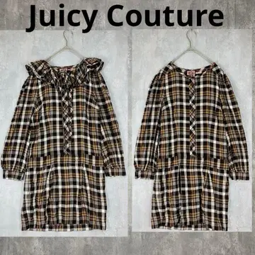 쥬시 꾸뛰르 체크 원피스 미니 원피스 긴팔 브라운 봄/가을/겨울