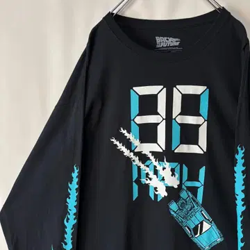 백투더퓨처 데로리안 롱T셔츠 XL 사이즈 구제 의류 블랙