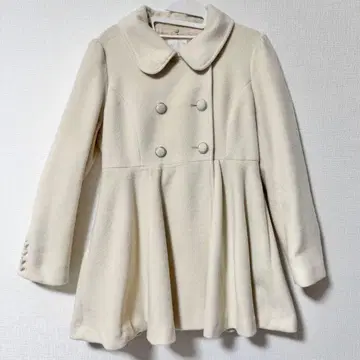 아우터 코트 화이트 아이보리 여성용 플레어 코트