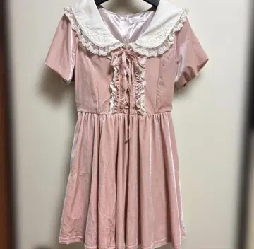 LIZLISA 핑크 반팔 미니 원피스 벨로아 소재