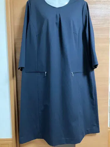 피토미 네이비 7부 소매 A라인 원피스