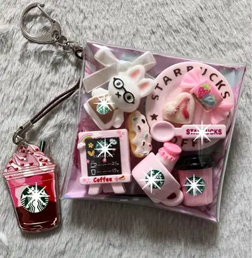 가챠 파우치 [ 토끼 씨 (안경) 카페 핑크 계열 ]