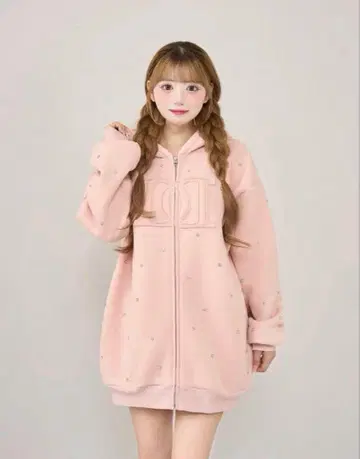 Darich DD 로고 비쥬 집 후디 핑크