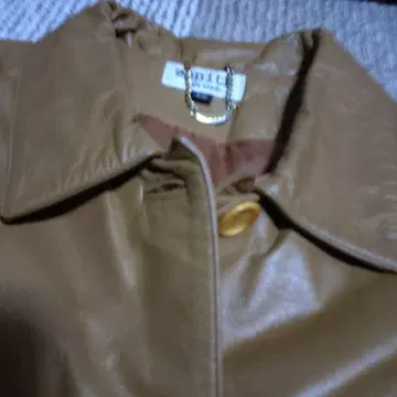 브라운 가죽 자켓 버튼 포함