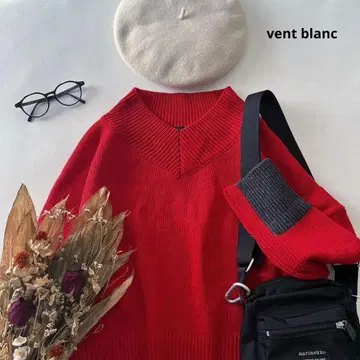 b1475* vent blanc 굵은 리브 울 린넨 니트 풀오버