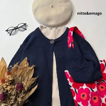 새상품 nitte&emago 울 혼방 니트 롱 가디건